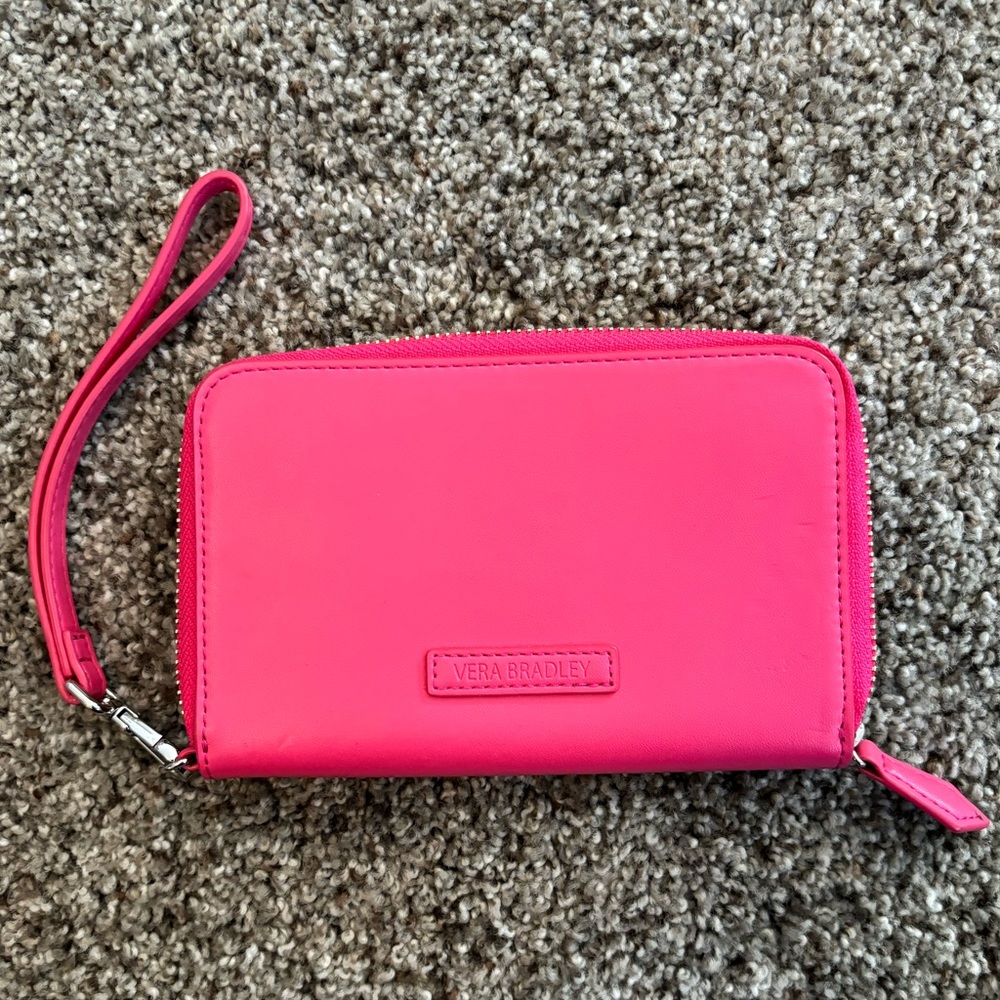 Vera Bradley pink wallet with zipper and wristlet option